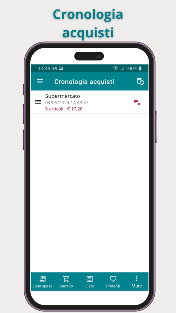 SimplyList - cronologia acquisti